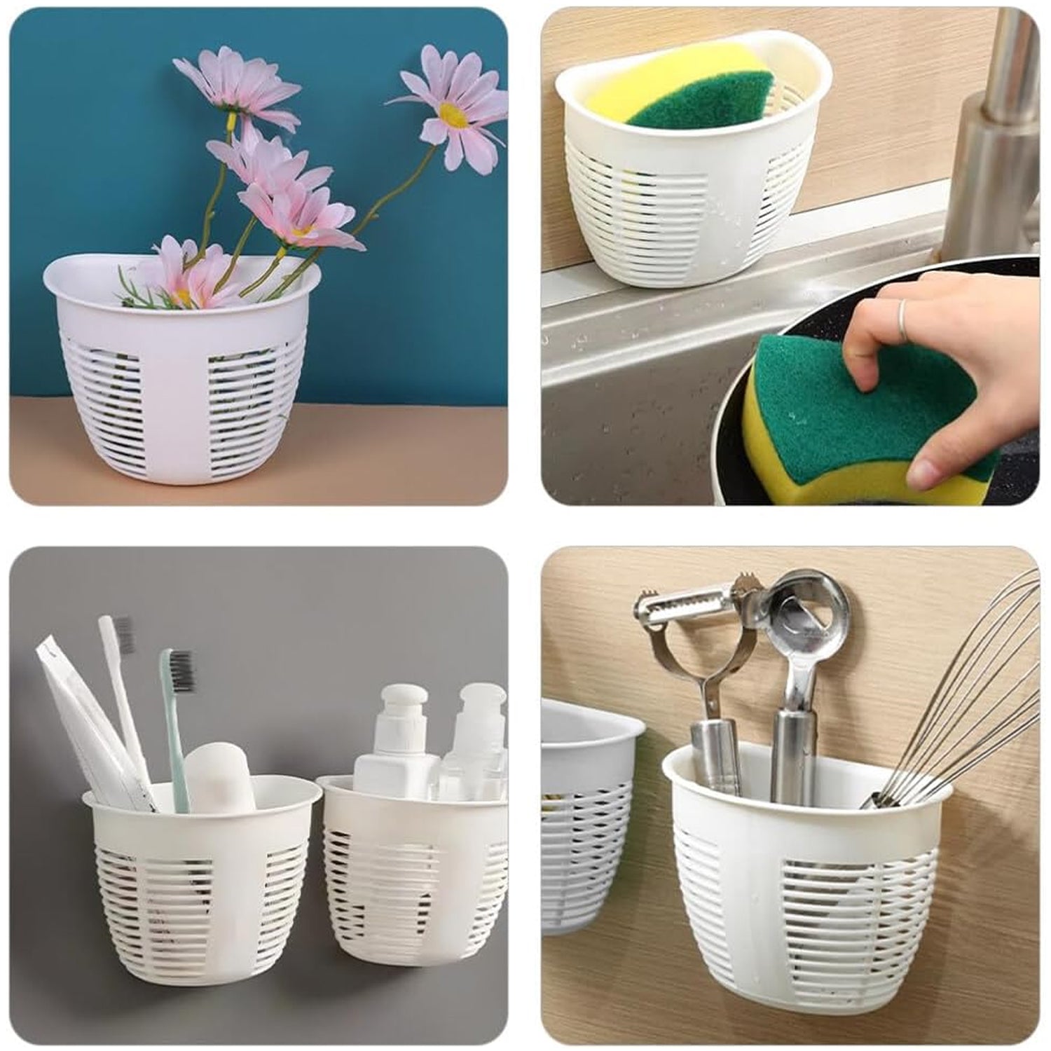 8825 Hanging Plastic Storage Basket, Adhesive Wall Mounted Organizer Box Make Up Holder Shelf Bathroom Wall Basket Punch Free Drain Basket for Kitchen Bathroom, Wall Type Storage Basket (1 Pc) 8825 Hanging Plastic Storage Basket, Adhesive Wall Mounted Organizer Box Make Up Holder Shelf Bathroom Wall Basket Punch Free Drain Basket for Kitchen Bathroom, Wall Type Storage Basket (1 Pc)